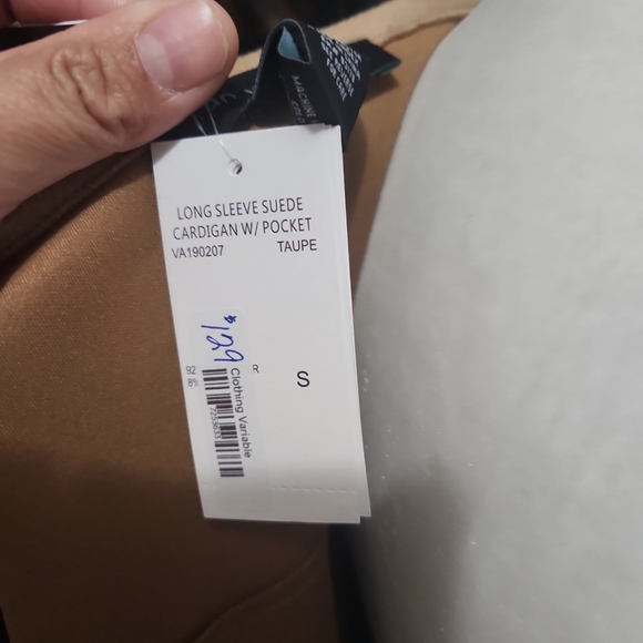 Joan Vass New York/ Long sleeve suede cardigan w/Pocket - Picture 12 of 12